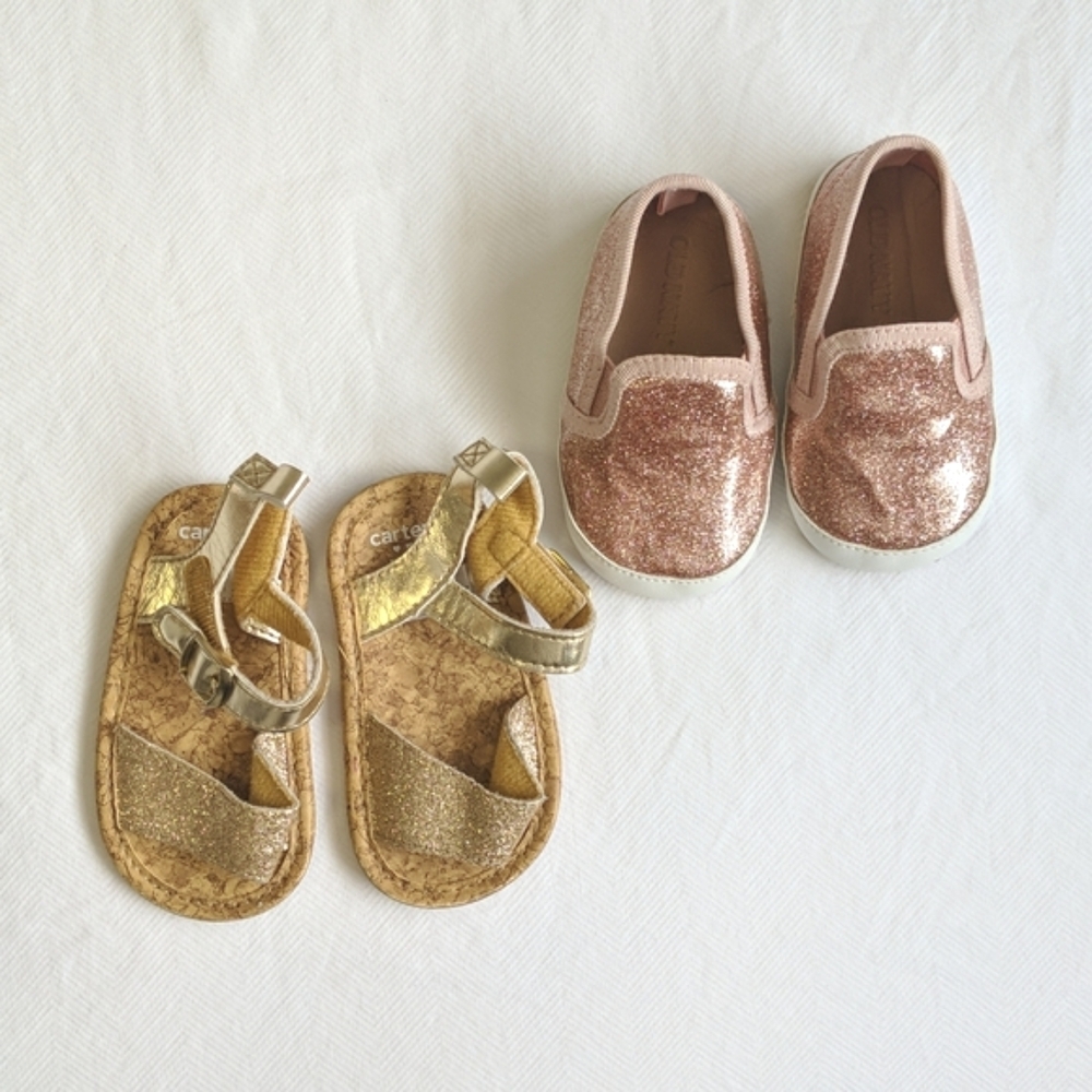 mixed brands baby girl glitter summer shoes / sandals bundle 2 pairs